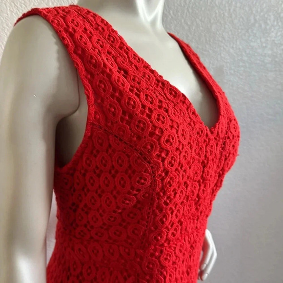 Anthropologie San & Soni Red Lace Eyelet Dress - Picture 8 of 10